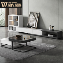 House interior Nordic coffee table TV cabinet Household small apartment living room modern simple square coffee table TV cabinet combination