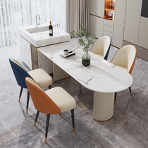  Light luxury rock board Nakajima table dining table integrated multi-function bar Modern minimalist guest restaurant dining table small apartment