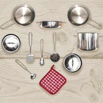 teamson Di Sheng Home Childrens kitchen toys simulation kitchenware mini real cooking full set of baby Cooking House