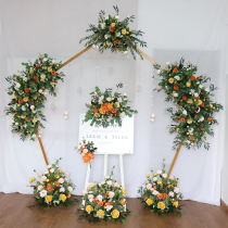 New simulation vintage floral golden arch suit Wedding decoration event planning Window decoration photography props