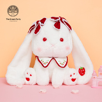 TheGreenParty flower long ear rabbit plush toy white squat rabbit bedroom cute toy plush