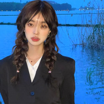 Braided wig Female long hair natural summer can tie double ponytail twist long braided summer round face medium long hair full head cover style