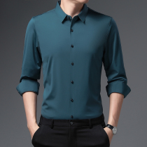 Long sleeve shirt men Spring and Autumn new seamless non-iron high-end shirt middle-aged men business dress father autumn