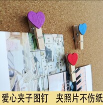 20 colored love small wooden clip pins creative photo wall decoration Post-It clip pin clip I-shaped nail