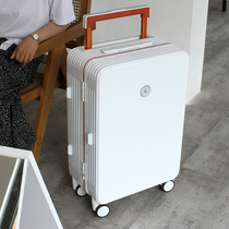  Silent wide pull rod aluminum frame suitcase Female pull rod box male universal wheel 20 inch white suitcase 22 inch box 26