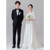 Light wedding dress 2021 new bride high-end temperament wedding dress dress autumn daily fashion party dress