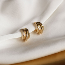 Japanese and Korean earrings ring female sterling silver ring earrings summer high-end sense light luxury design sense 2021 New Tide