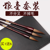 Brush Wolf Hao professional set beginner calligraphy and calligraphy Zhongkai beginner Wolf Pen pure wolf small flagship store special Chinese painting regular script professional wolf hair large small and medium wolf howling high-grade
