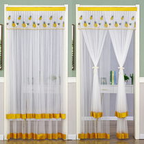 Four seasons lace long door curtain free hole summer anti-mosquito screen curtain Partition curtain half curtain household bedroom anti-fly double-layer yarn