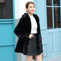 2021 Winter new Haining fur imported mink coat womens whole Marten hooded Marten mink coat