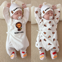 Japanese Newborns Pure Cotton Spring Autumn Money for baby Harsuit monk to serve Xias early birth baby conjoined clothes full moon 52