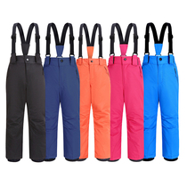 Childrens ski pants Boys and girls foreign trade original single outdoor thickened warm waterproof windproof padded pants strap ski