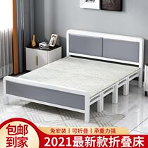 Iron bed double bed reinforced bold folding bed single bed for rental housing home economy hospital escort simple