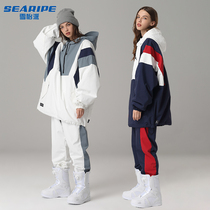 New mens and womens snowboarding clothes hip-hop Harlan wind waterproof and windproof warm ski suit suit snowboard snowsuit