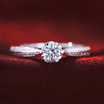 18K white gold snowflake diamond ring Female proposal diamond ring custom platinum loose diamond GIA one carat six-claw group ring