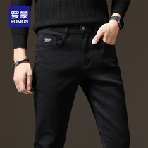 Romon mens black jeans Korean version of the trend spring and autumn business fashion casual slim feet long pants men
