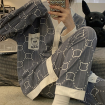 Sleepwear Woman Spring Autumn Season Long Sleeve Cotton 2022 New grid Cubs Summer to step up the yard summer Home Suits Suit