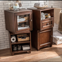 Toilet pastoral bathroom side cabinet solid wood cabinet Oak waterproof side cabinet floor storage cabinet high cabinet low cabinet American