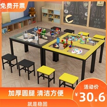Thickened round leg rounded young child drawing table training fine art painting table calligraphy table writing table painting room table and chairs