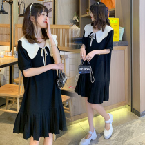 Maternity summer dress Short sleeve suit Large size maternity dress Summer thin summer high-end maternity dress fairy dress