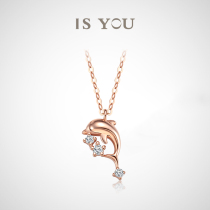 Fish rest life has you 18K white gold diamond dolphin necklace female light luxury niche 2021 new birthday gift