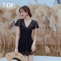 DK swimsuit female summer 2021 new belly thin conjoined Korean ins Wind skirt conservative hot spring swimsuit