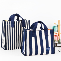 Large canvas striped tote bag mommy bag baby bag student hand canvas bag shopping