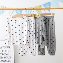 Boys Modal home clothing set 2021 new childrens autumn clothes and trousers womens baby pajamas air-conditioned clothing