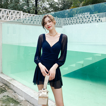 2021 New Korea ins conservative swimsuit women hot spring thin Belly Belly seaside holiday fairy fan back sexy
