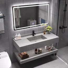 Modern simple light luxury Rock board one bathroom cabinet combination toilet face wash hand wash basin set