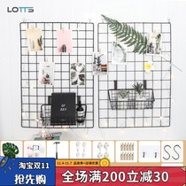Nordic ins room layout grid wall diy personality wrought iron photo wall background board dormitory rental renovation