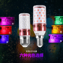 LED color bulb energy-saving lamp Red atmosphere wedding lamp Green blue purple pink screw corn lantern
