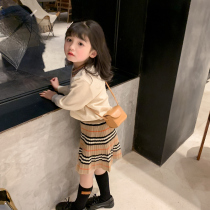 Girl Yinglen College Wind Suit Spring Autumn Money Princess Knit Sweater Cardio-knitted Sweater Short Skirt two sets
