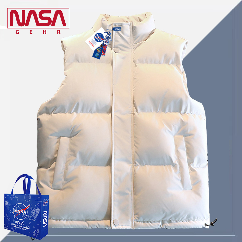 NASA Co branded American Vest Men's Autumn/Winter Loose Fashion Brand Large Casual Tank Top Down Cotton Bread Coat