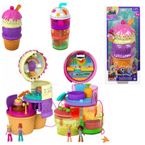 PollyPocket Mini Polly 100 Rotating Treasure Box Ice Cream Cup Girls Home Toys HBF14