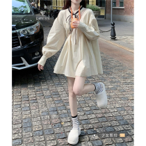 French long sleeve puff sleeve dress womens 2022 early fall new Japanese shirt baby dress short skirt skirt skirt