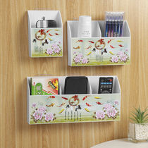 Wall-mounted remote control storage box mobile phone charging non-punching remote control storage box bedside multifunctional storage rack