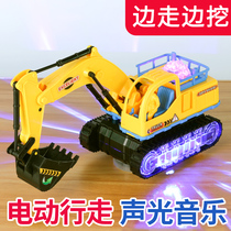 Childrens electric excavator toy boy flash music toy car electric universal engineering car excavator model