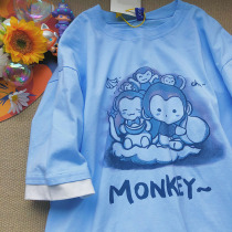 Chao brand American antique feeling vintage short sleeve T-shirt female loose Korean version ins Chao Harajufeng monkey clothes