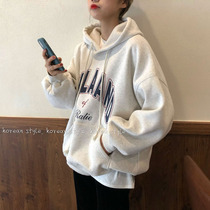 European big version of the womens loose Korean version of the hat autumn and winter 2020 new foreign style lazy sleeve head plus velvet long sleeve