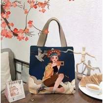Office worker woman with lid rice box bag Bento handbag insulation bag Japanese drawstring rice bag Hand-carried rice bag meal bag