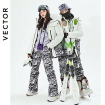 VECTOR ski suit womens suit adult Waterproof warm couple hoodie equipped with new veneer double board snow suit mens tide