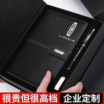 High-grade business practical notebook custom can be printed logo lettering Enterprise office gift loose-leaf meeting records Company notepad custom luxury U disk gift box set with gift printing