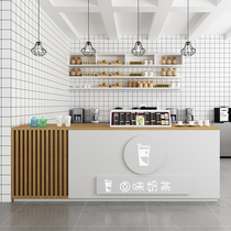 Simple and modern milk tea shop Dessert shop cashier shop Company front desk reception desk Clothing store bar table customization