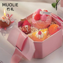 A birthday gift girl with a beautiful Mothers Day incense candle gift box with a small crowdsourced senior ritual sensation The girl walks away with her best friend