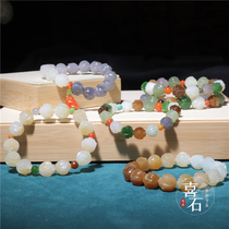 (Support re-inspection) Xishi Xinjiang Hetian Jade natural jade mountain material multi-treasure lotus flower bead bracelet bracelet