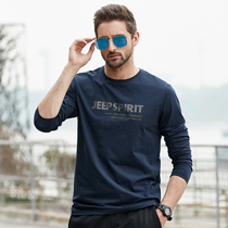 JEEP Jeep Spring and Autumn Pure Cotton Mens Comfortable Leisure Thin Sweater for Leisure Mens Long Sleeve T - shirt Men