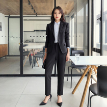 Forty womens suit temperament suit black professional wear spring and autumn button civil servant interview clothing professional suit