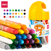Delei water-soluble oil painting stick rotating crayon childrens colorful stick color can wash kindergarten baby brush set oil stick baby Crayon 24 color 12 color 18 color oil painting stick color pen