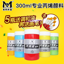 Meibang Qifu acrylic paint 300ml Hand-painted wall paint Textile paint 54 colors creative acrylic paint Hand-painted creation DIY acrylic paint Indoor paint Outdoor wall paint